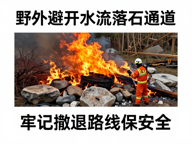野外起火注意避开水流落石通道,牢记撤退路线保安全