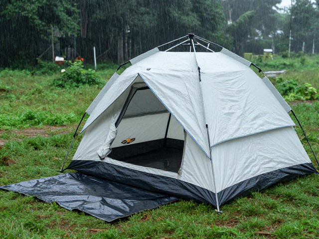 雨天帐篷搭建技巧,检查通风排水,地布不外露防漏水