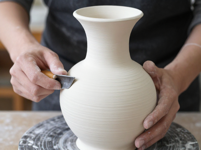 印花模具技巧,花器花瓶制作如何避免过度刮削坯体