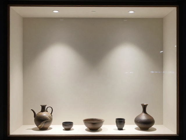 柴烧花道陶瓷展厅橱窗设计,自然肌理与空间美学的流量密码