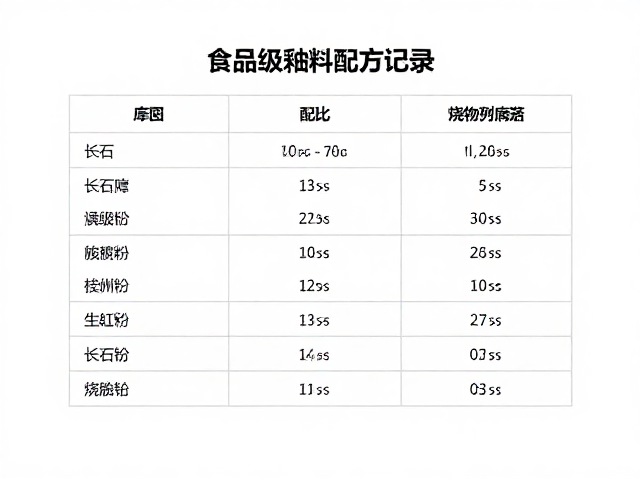 食品级釉料的基础配方摩尔比例计算
