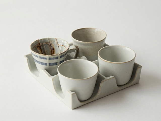 手冲咖啡杯收纳防碰撞,保留器物手作痕迹的温柔呵护