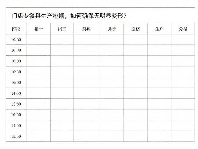 门店专用餐具生产排期,如何确保无明显变形?