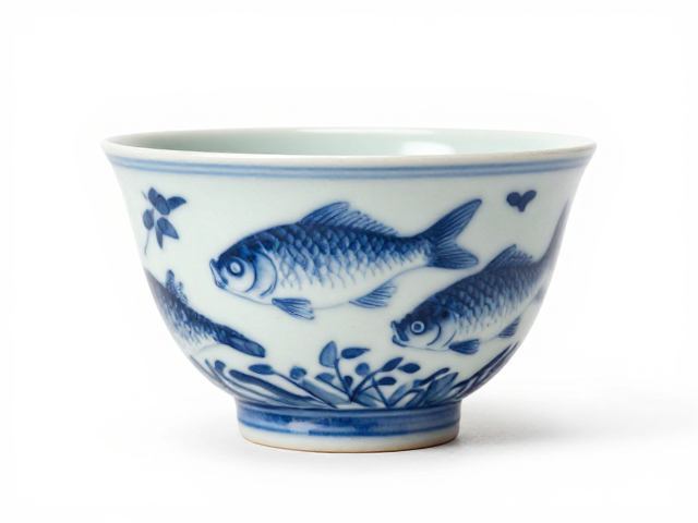 鱼藻纹品茗杯包浆质感赏析,古韵茶器收藏指南