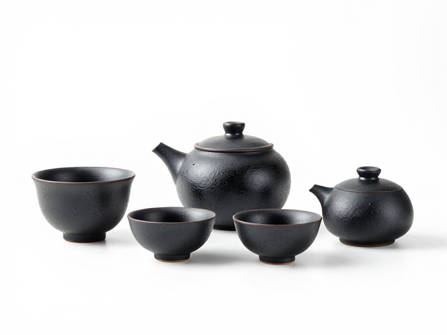 黑釉手作粗陶风茶具套装,匠心工艺打造东方雅致茶生活