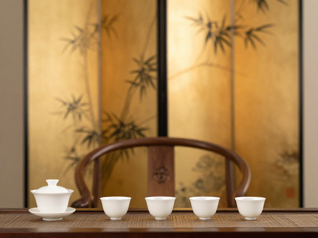 功夫茶具搭配中式屏风，打造雅致茶海空间美学