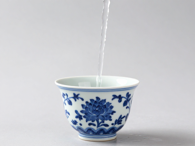 青花瓷主人杯的水柱形态与视觉美感