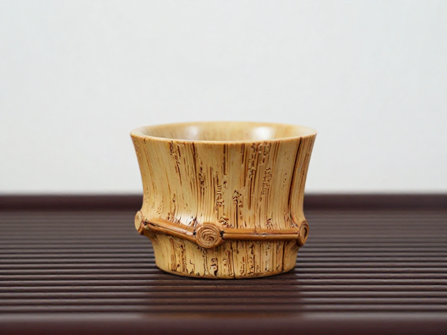 竹根雕茶杯与干泡台的材质哲学