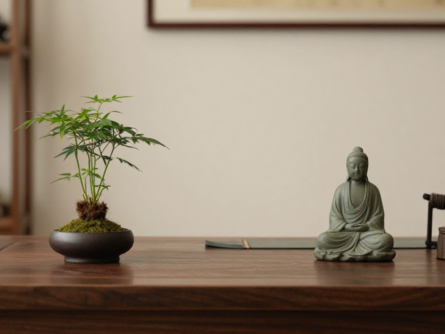 禅意茶桌新宠,植物类禅意坐像摆件,打造中式雅室意境