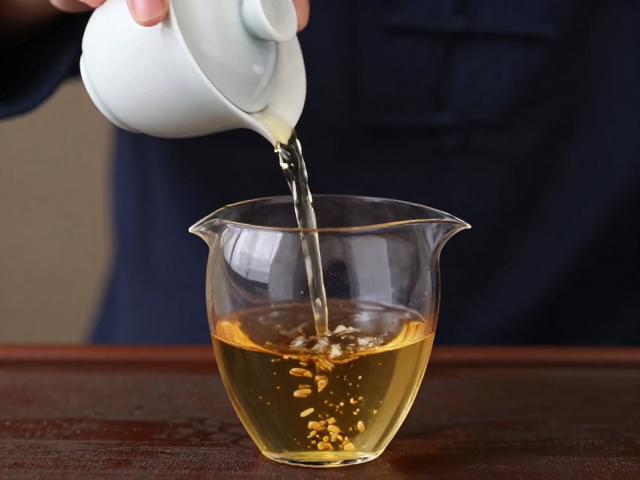 公道杯使用技巧,先入公道杯再分杯,及时倒净茶汤更卫生