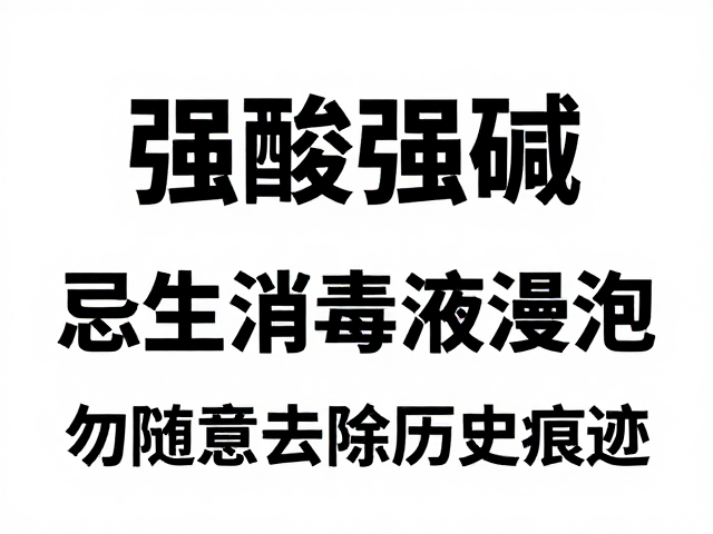 禁用强酸强碱、忌强力消毒液浸泡,勿随意去除历史痕迹
