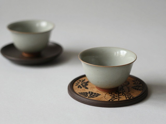 复古茶具与古风杯垫,东方生活美学,打造雅致居家氛围