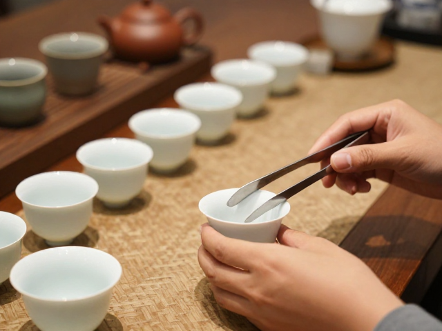 茶馆待客礼仪，品茗杯与茶夹的正确使用指南