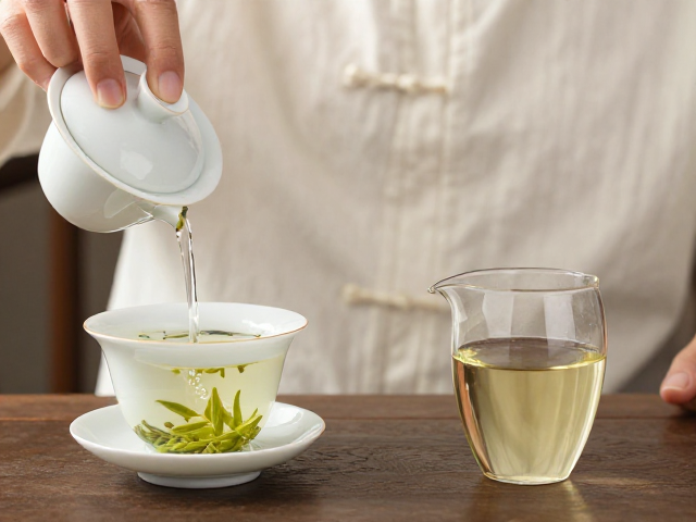 盖碗泡龙井茶技巧,掌握水温与出汤,搭配公道杯更鲜爽