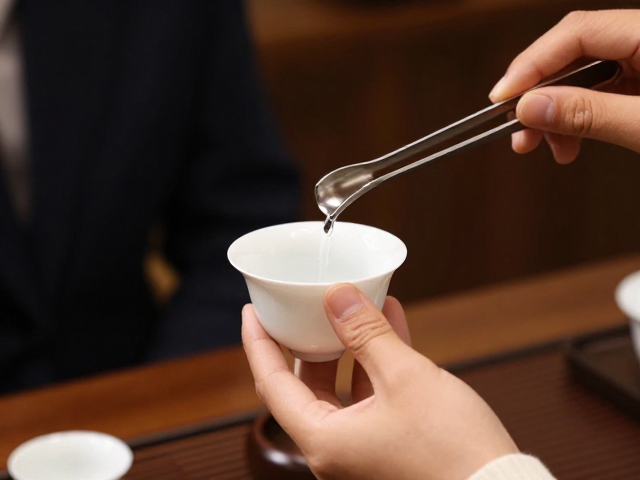 品茗杯的持握与端送艺术