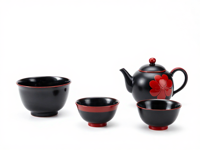 黑漆红漆茶具典型器型与朱漆装饰赏析，茶艺表演中的美学