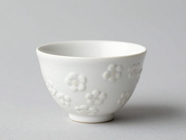 日本美浓烧冰梅纹闻香杯，高白泥工艺与茶道美学解析