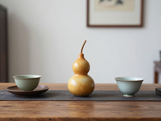 茶席摆件葫芦，古法釉色烧制工艺，打造东方雅韵茶室意境