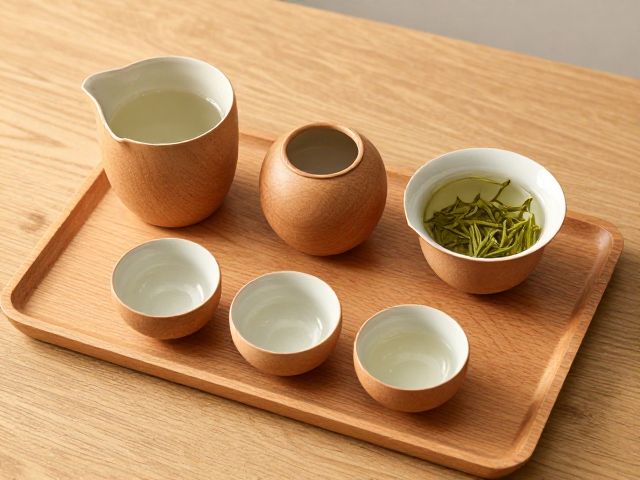 榉木温润底色,为绿茶清韵提供天然画布