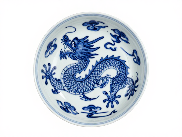 明代青花套色云龙纹，见证饮茶方式革新与审美流变