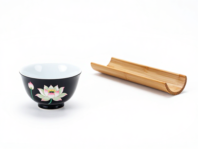 福州脱胎漆器荷花纹茶具与竹茶则,匠心工艺与茶道美学