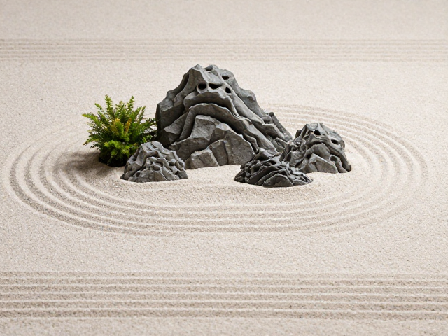 茶席沙石布置,山石植物搭配技巧,打造主次分明意境