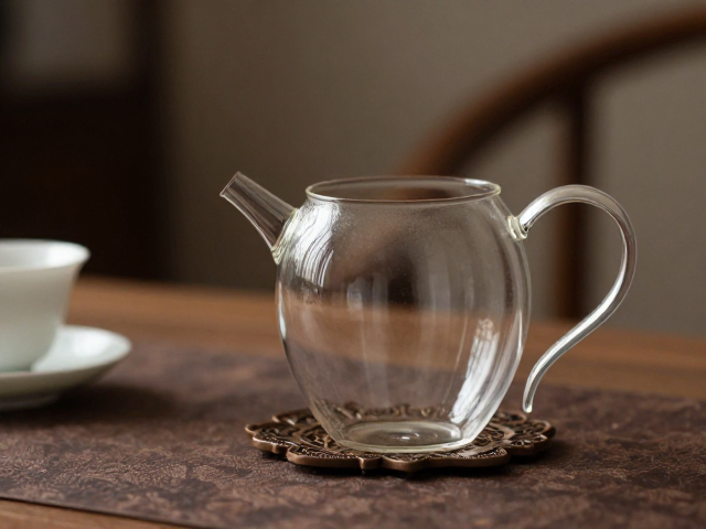 茶室茶席搭配指南，高透玻璃茶壶与精致杯垫套的美学组合