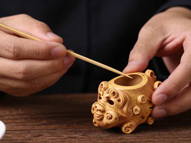 竹根雕茶针的选材与形态构思