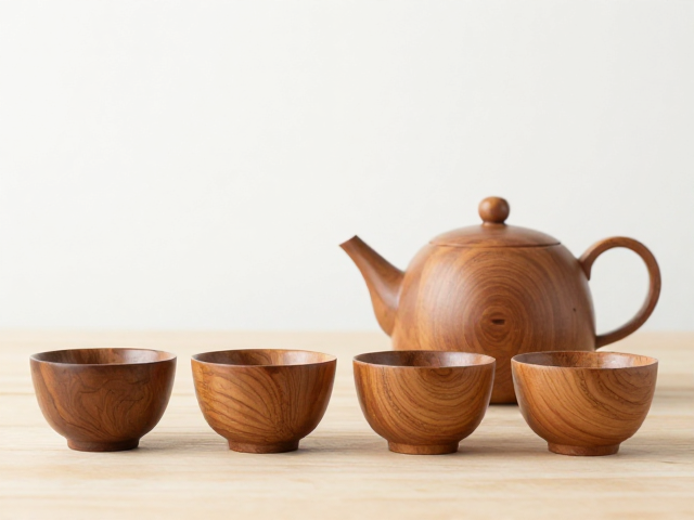 黑茶配什么茶具？原木风柚木茶具，定格自然茶席美学