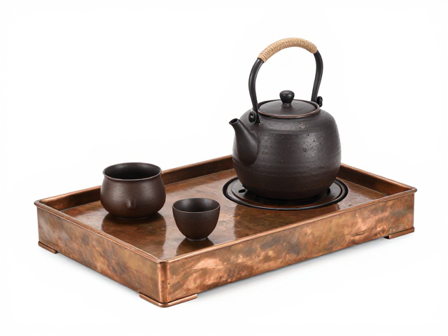铜茶盘搭配煮茶器与抽屉接水盘，打造雅致茶室风水布局指南