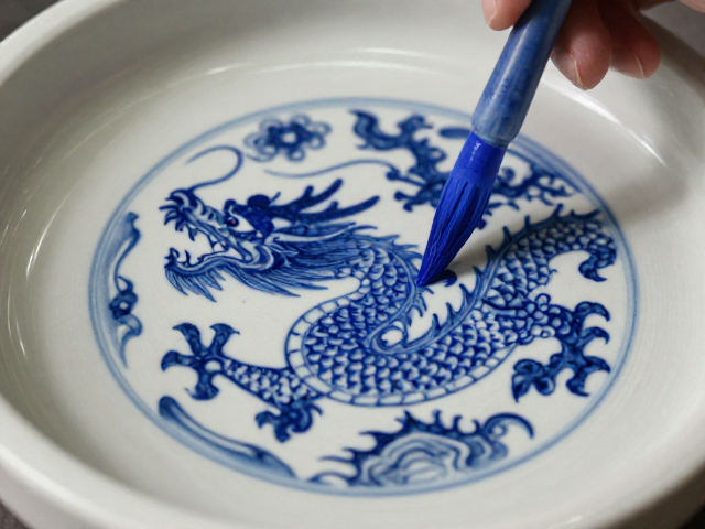 青花绘制:钴料特性与笔触意境的微观表达