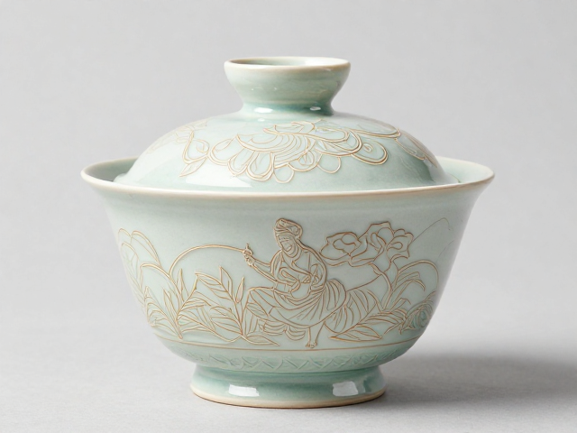 线雕与素烧釉下彩的技艺融合