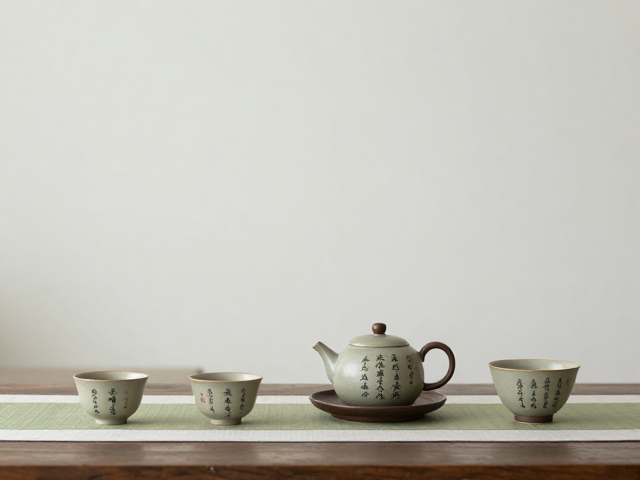 国风茶席搭配指南,复古茶具与诗词题字提升茶室格调