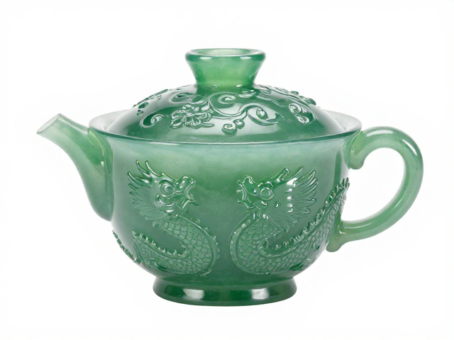 苏州琉璃工艺打造软玉茶具，龙凤寓意尊贵收藏