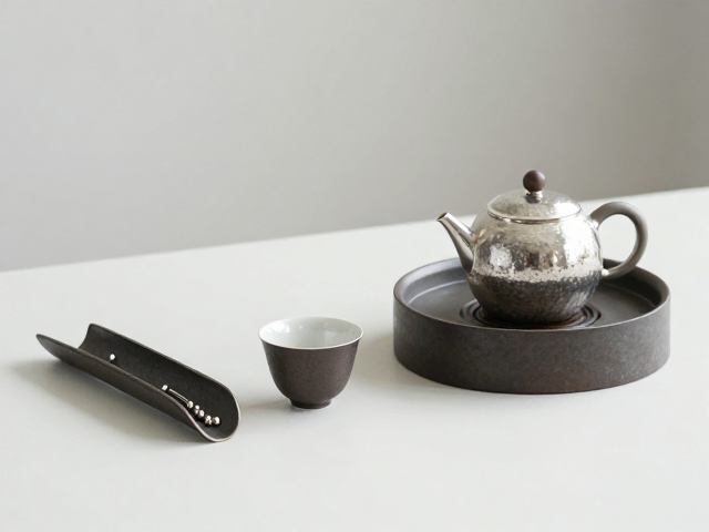 茶席钉搭配夹取茶杯与金属壶承套装，打造雅致茶道仪式感