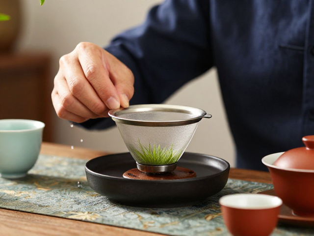 滤网草与茶席器物的色彩与材质搭配