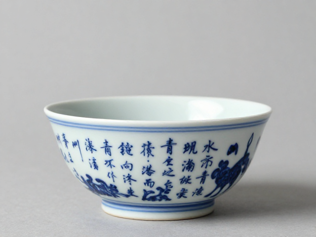 景德镇青花明青茶洗，诗词书法入画，古韵与匠心交织的艺术之美