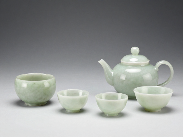 玉石茶具与琉璃茶壶，软玉茶具打造高雅家居装饰