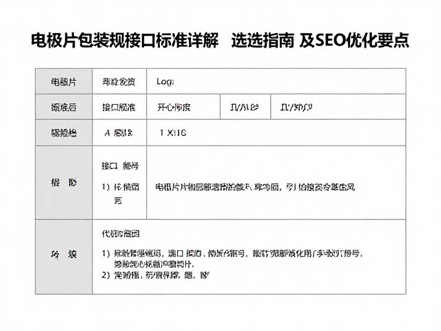 电极片包装规格与接口标准详解，选型指南及SEO优化要点