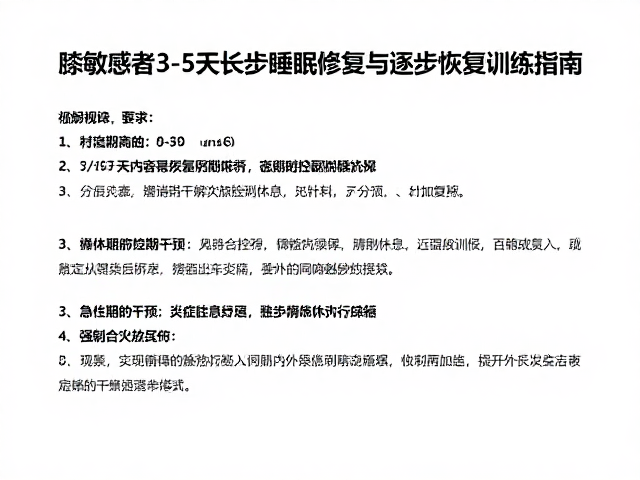 急性期干预:3-5天内的炎症控制与静态休息策略