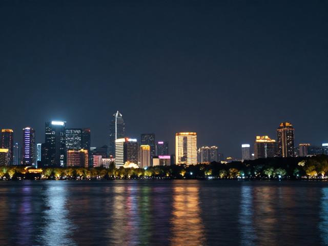 杭州湖滨商圈夜景实拍,广角镜头下的都市璀璨光影