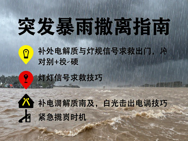突发暴雨山洪撤离指南，补充电解质与灯光信号求救技巧