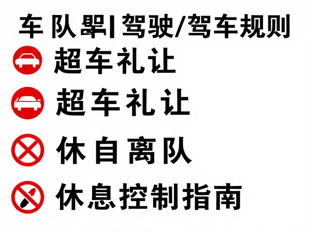 车队驾驶规则，超车礼让、禁擅自离队与休息计划控制指南