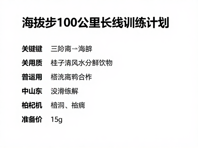 高海拔徒步100公里长线训练计划