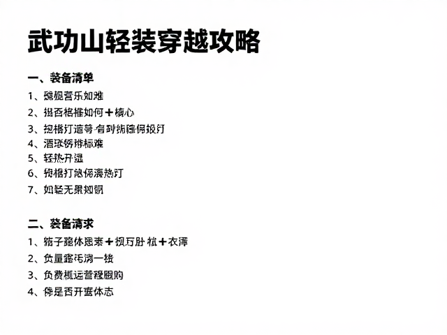 装备清单与负重管理