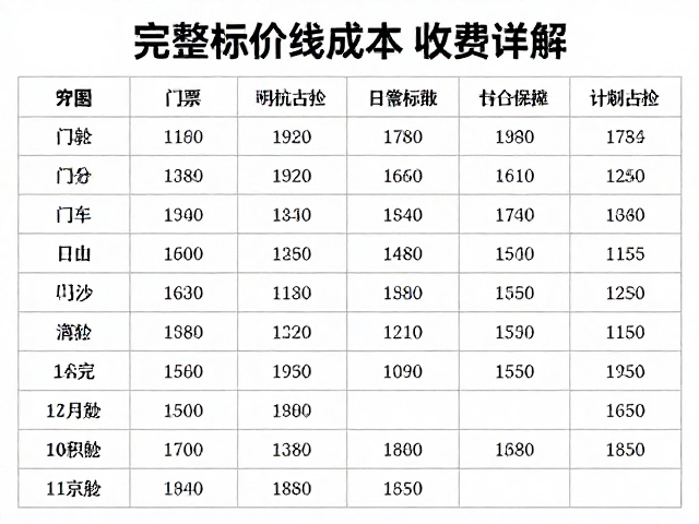 门票与费用明细:明码标价的真实成本