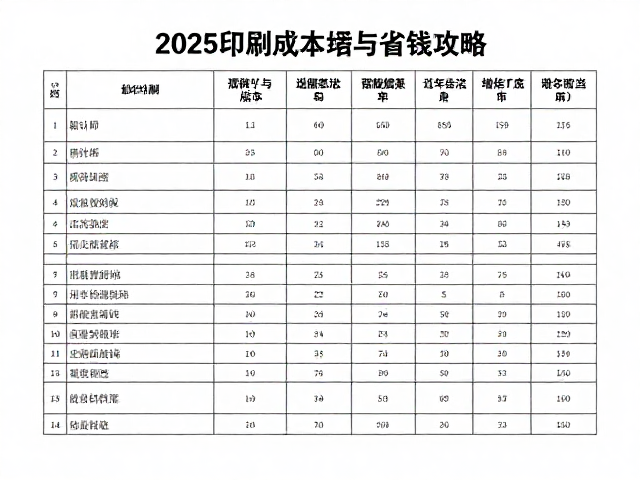 2025年印刷成本明细与真实数据参考