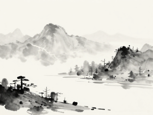 新中式极简风云雷纹水墨山水，打造高意境家居美学