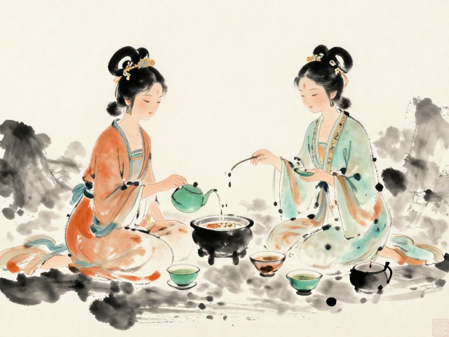 敦煌国风茶文化,水墨插画演绎东方雅韵之美