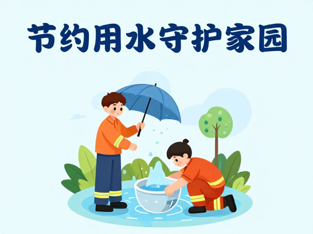消防安全海报倡导文明行为，节约用水守护家园